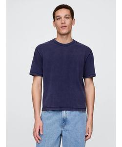 Футболка укороченная плотная с коротким рукавом унисекс GAP, темно-синий