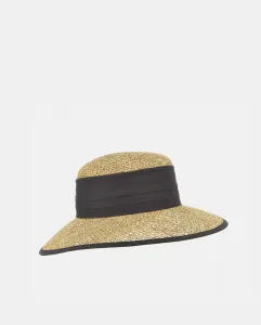 Шляпа-клош из натуральных волокон с лентой и контрастной окантовкой в черном цвете Seeberger, бежевый
