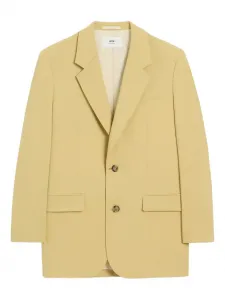 Однобортный шерстяной блейзер AMI Paris, желтый