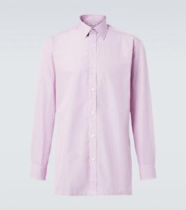 Полосатая хлопковая поплиновая рубашка Charvet, Red With White Blue Stripe