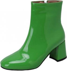Женские лаковые ботильоны на каблуке, водонепроницаемые, с элегантной боковой молнией, для вечеринок, короткие туфли под платье Generic, En8