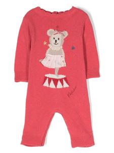 Ромпер вязки интарсия с вышитым логотипом Patachou, розовый