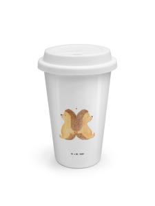 Mr. & Mrs. Panda Белая термокружка с изображением ежика, держащегося за лапки, без надписи