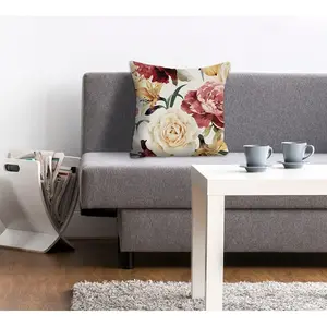 Подушка для декора queence Larissa, наволочка, цветы, цветочные мотивы, природный узор, нежный, красочный Queence, Rot/creme + bedruckt