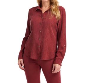 Рубашка с закатанными рукавами и жатым эффектом цвета ржавчины FDJ, цвет rust red