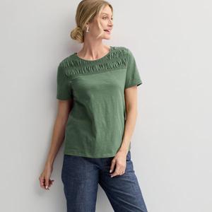 Женская футболка с круглым вырезом и сборками Croft & Barrow, цвет manolo olive