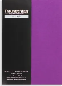 Простыня на резинке Exclusive Premium Jersey 180-200 x 200 см, фиолетовая, 150 г/м², 100% расчесанный хлопок Мако Traumschloss