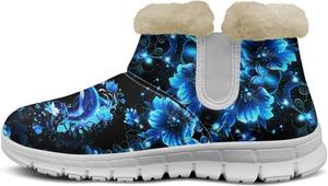 Женские зимние ботинки Howilath с принтом дельфинов, сапоги для снега, пушистые ботинки с противоскользящей подошвой, ботильоны на молнии, Heart Dolphin Floral