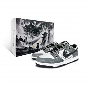 Nike Кроссовки для скейтбординга Dunk Footprint Box, устойчивые к истиранию, низкие, унисекс, черные, белые