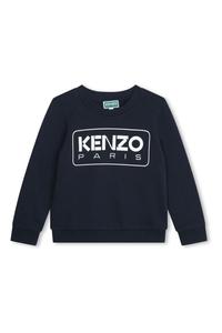 Толстовка с круглым вырезом и логотипом Парижа Kenzo Kids, синий