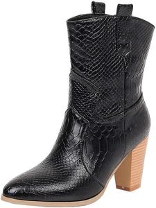 Женские ковбойские ботильоны Alsoloveu с заостренным носком, массивным каблуком и западным стилем, Black