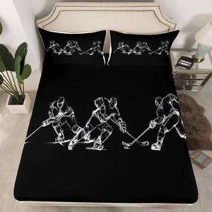 Erosebridal Детское постельное белье с хоккейной тематикой черно-белое, Black White
