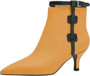 Женские модные ботильоны Pazzion с закрытым острым носком, пряжкой на щиколотке, низким каблуком-киском, ремешком на щиколотке, короткие ботильоны, универсальные, для вечеринок, прогулок, нарядные, размеры 4-16 US, Orange