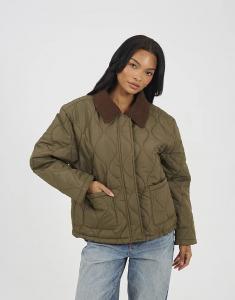 Стеганая куртка Brave Soul Onion с вельветовым воротником цвета хаки