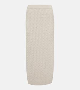 Трикотажная юбка миди из смесового хлопка Brunello Cucinelli, бежевый