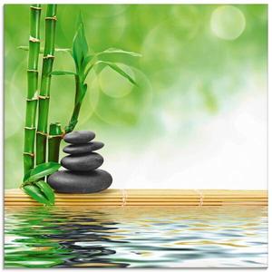 Стеклянная картина Artland Spa Konzept Zen Basaltsteine, 20x20x2 см, зеленый