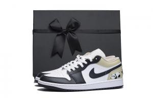 Jordan Баскетбольные кроссовки Air 1 Low Top Vintage унисекс, черные, белые