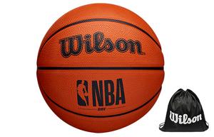 Wilson Баскетбольный мяч NBA DRV Series из резины, коричневый, размер 7, тренировочный, производство Китай