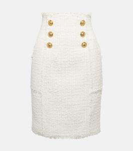 Твидовая мини-юбка с высокой посадкой BALMAIN, белый