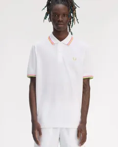 Мужская поло с коротким рукавом и отделкой с двумя полосками Fred Perry, белый