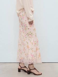 Короткая юбка миди Christy с цветочным принтом Mango, Pastel Pink