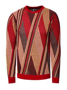 Rusty Neal Тонкий вязаный свитер с круглым вырезом и цветными блоками, красный