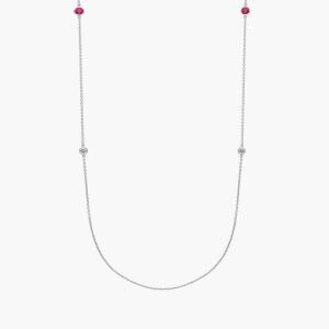 Миниатюрное колье с рубинами и бриллиантами из 14-каратного белого золота (36 дюймов) Blue Nile
