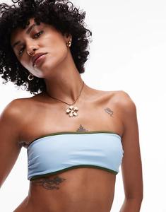Верх бикини-бандо Topshop LA синего и зеленого цветов