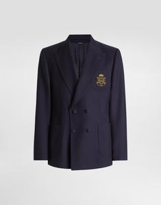 Двубортный жакет из шерсти портофино Dolce & Gabbana, синий
