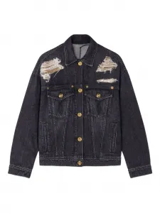 Джинсовая куртка с эффектом потертости VERSACE, синий