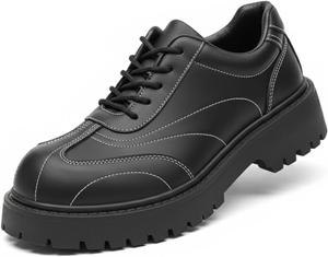 Женские платформенные оксфорды, массивные лоферы с гипоаллергенной кожей, шнуровка, готические панк туфли, подошва с протектором, удобные для ходьбы, модная уличная обувь Silanway, Black & White Lining