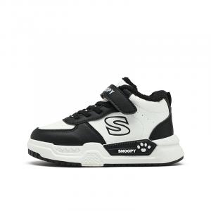 Детские кроссовки для скейтбординга с нескользящей подошвой и теплым высоким берцем SNOOPY, белый/черный