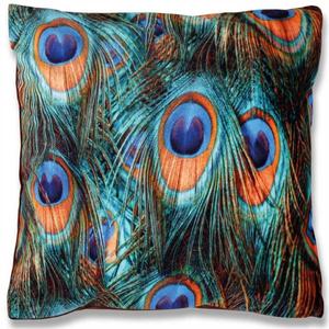 Чехол на подушку фотопринт с мотивом 40х40 см, пушистый мягкий чехол без наполнителя, мотив: перья павлина Bestlivings