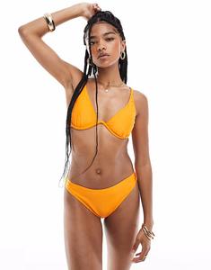 Верх бикини на косточках оранжевого цвета New Look