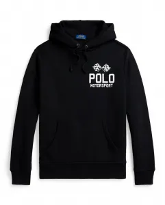 Мужская флисовая толстовка с капюшоном и графическим принтом Polo Ralph Lauren, черный