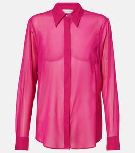Рубашка из смесового шелка Dries Van Noten, фуксия