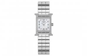 HERMES Часы Heure H Collection Wrist Watch Quartz Movement Stainless Steel Strap Mini Size 17.2mm White Dial Women's Watch, Silver Dial