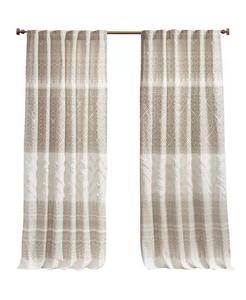 Штора Mila из хлопка с деталями из синели и подкладкой, 50 дюймов Ш x 84 дюйма Д INK+IVY, бежевый