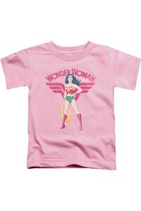 Футболка для малышей с блестками "Лига справедливости Америки" Wonder Woman Gildan, розовый