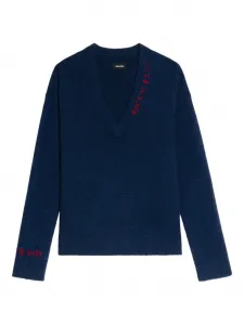 Свитер Miky с V-образным вырезом и вышивкой Zadig&Voltaire, синий
