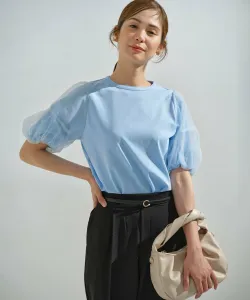 Топ с рукавами из тюля Suite, цвет Saxe Blue [073]