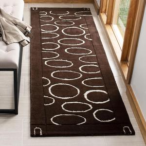 Ковер-дорожка SAFAVIEH, 77 x 366 см, Soho Collection, Brown & Ivory, ручной работы из шерсти и вискозы, идеально подходит для помещений с высокой проходимостью в гостиной, спальне (SOH714C)