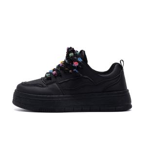 HUANQIU Женские бежево-черные низкие скейтерские кроссовки с противоскользящей подошвой для увеличения роста, цвет Black