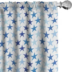 Шторы ABAKUHAUS Звезды, графическое изображение неба и космоса, симметричный голубоватый градиентный тон, 2 шт., 75 x 245 см, цвет: индигово-темно-синий и белый