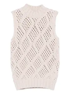 Топ фактурной вязки без рукавов Eleventy, нейтральный