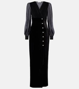 Платье из бархата и жоржета Alessandra Rich, черный