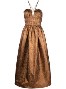 Платье миди Seraphina с вырезом халтер Ulla Johnson, коричневый