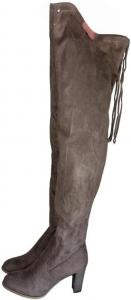 Generic Женские ботфорты, замша, массивный каблук, шнуровка сзади, черный и винный цвета