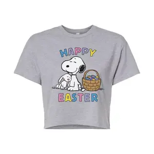 Укороченная футболка Juniors с надписью «Peanuts Snoopy Happy Easter» Licensed Character, серый
