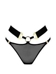 Брифы с открытой спиной и кольцом Melusina Bordelle, черный